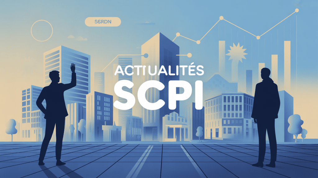 Illustration informative actualités SCPI 2025, immeubles et graphiques