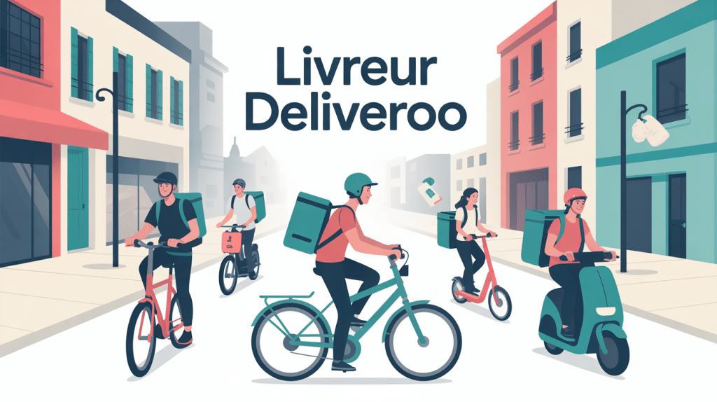comment devenir livreur deliveroo illustration livreurs à vélo scooter trottinette urbain