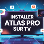 Comment installer Atlas Pro sur la TV, illustration vectorielle moderne