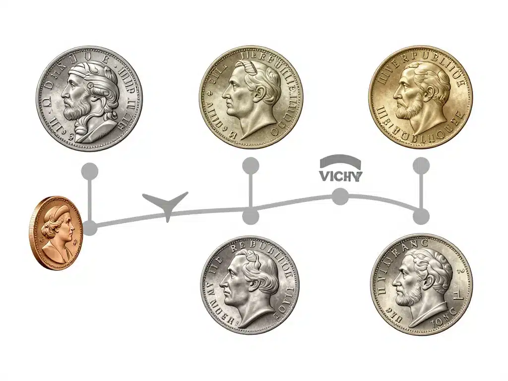 Timeline types pièce de 2 francs françaises
