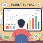 illustration simulateur bac avec ordinateur et diagrammes