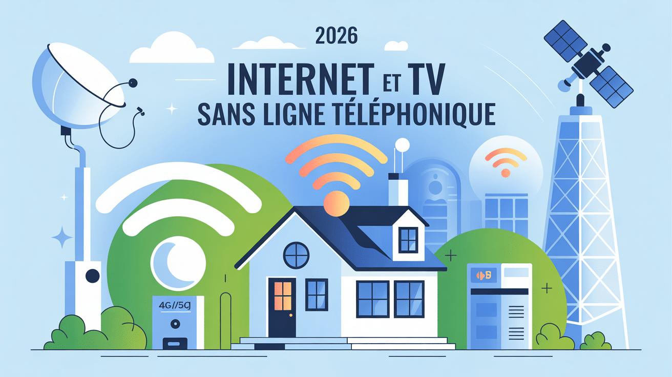 illustration moderne d'une maison avec internet et tv sans ligne téléphonique