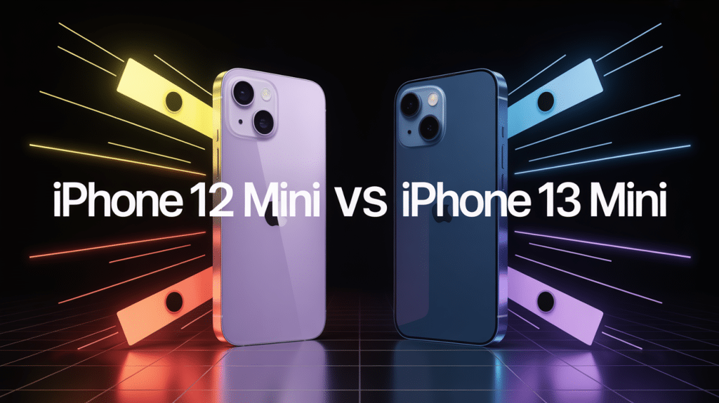 illustration iPhone 12 mini vs iPhone 13 mini moderne