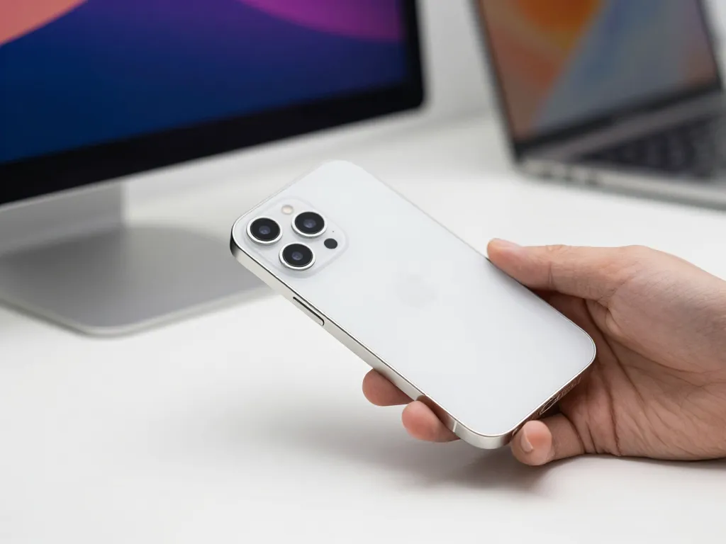 iPhone 13 blanc en main design et photo en situation