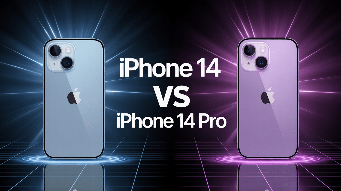 iphone 14 vs iphone 14 pro illustration comparative moderne