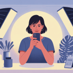 Illustration stylisée prendre une photo d identité avec son téléphone fond clair