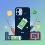 Illustration prix remplacement batterie iPhone icônes