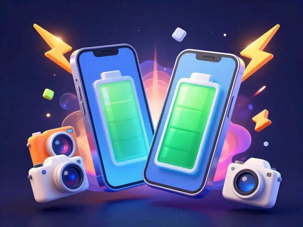 Samsung ou iPhone photo puissance batterie