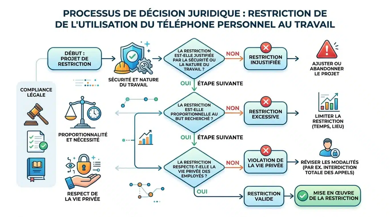 Infographie : Processus décisionnel pour encadrer l'usage du téléphone au travail