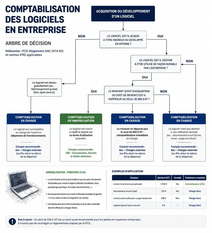 Arbre de décision pour la comptabilisation des logiciels en entreprise