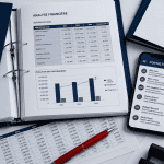 fichier entreprise sur bureau avec dossiers et contacts