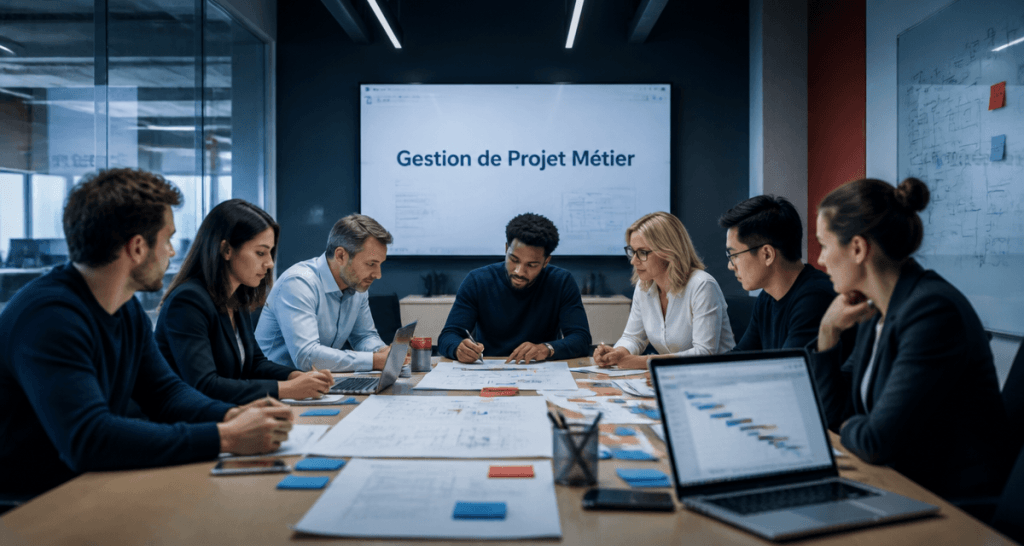 Gestion de projet métier équipe en réunion