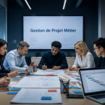 Gestion de projet métier équipe en réunion