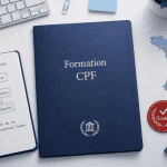 idée formation cpf dossier bleu sur bureau