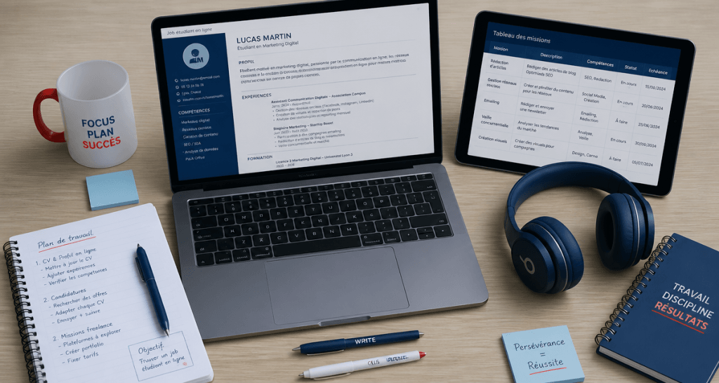 Bureau moderne pour job étudiant en ligne