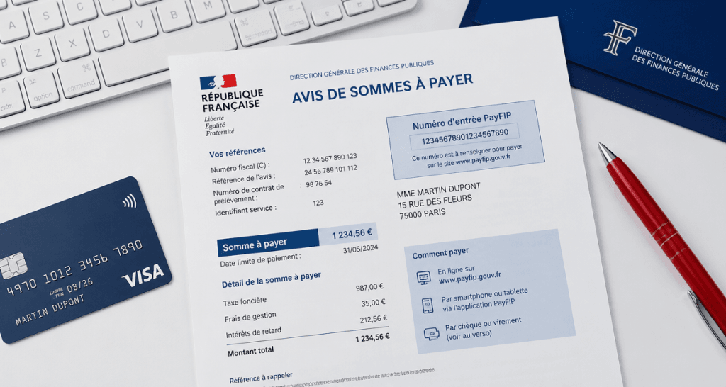numéro d entrée payfip sur document