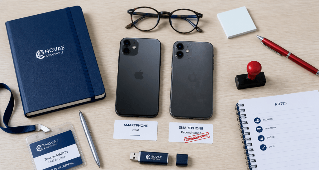 smartphone professionnel neuf et reconditionné sur bureau