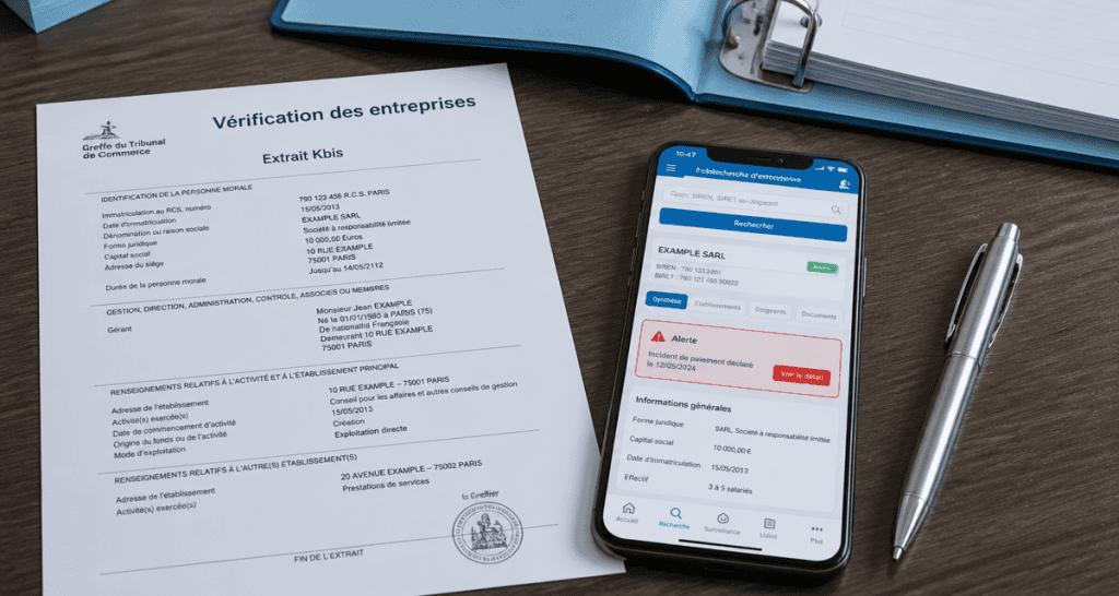 société com recherche fiche Kbis alerte