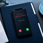 vérifier un numéro de téléphone sur smartphone posé sur bureau